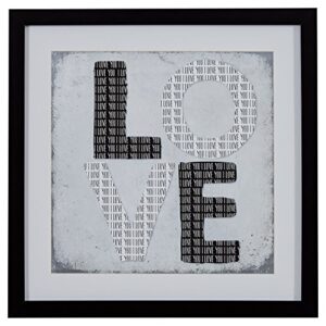 amazon brand – stone & beam modern black and white love word art, black frame, 22" x 22"