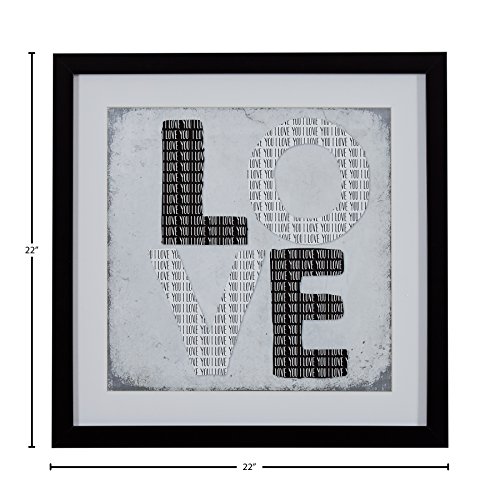 Amazon Brand – Stone & Beam Modern Black and White LOVE Word Art, Black Frame, 22" x 22"