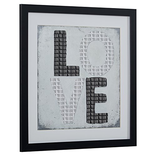 Amazon Brand – Stone & Beam Modern Black and White LOVE Word Art, Black Frame, 22" x 22"