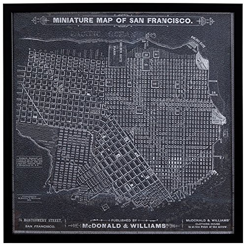 Amazon Brand – Stone & Beam Modern Print of 1879 San Francisco Map Wall Art, Black Frame, 26" x 26"