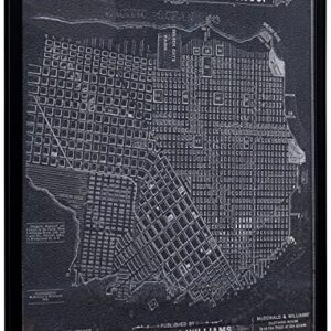 Amazon Brand – Stone & Beam Modern Print of 1879 San Francisco Map Wall Art, Black Frame, 26" x 26"