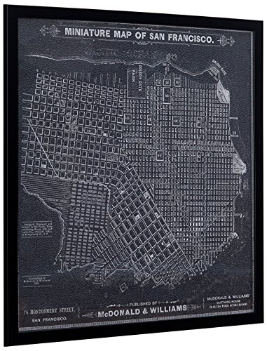 Amazon Brand – Stone & Beam Modern Print of 1879 San Francisco Map Wall Art, Black Frame, 26" x 26"