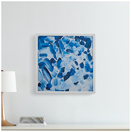 Amazon Brand – Stone & Beam Abstract Hues of Blue, White Wood Frame, 26" x 26"