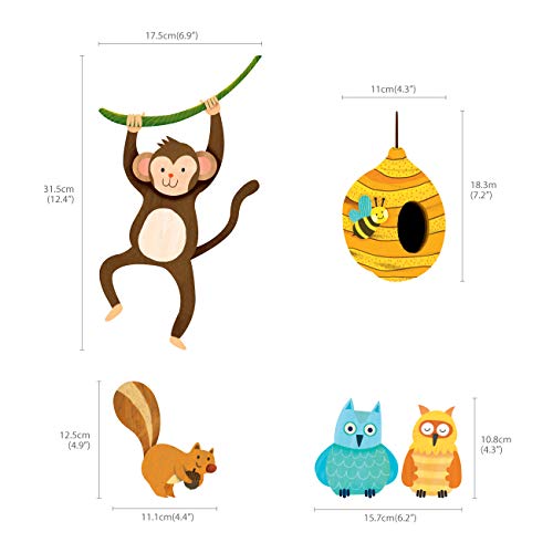 DECOWALL DL-1709 Giant Tree and Animals Kids Wall Decals Wall Stickers Peel and Stick Removable Wall Stickers for Kids Nursery Bedroom Living Room