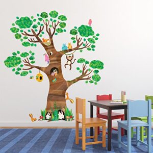 DECOWALL DL-1709 Giant Tree and Animals Kids Wall Decals Wall Stickers Peel and Stick Removable Wall Stickers for Kids Nursery Bedroom Living Room