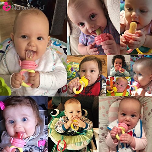 NatureBond Baby Food Feeder/Fruit Feeder Pacifier (2 Pack) - Infant Teething Toy Teether | Includes Additional Silicone Sacs