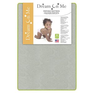 dream on me 2-in-1 breathable two-sided 3" portable crib mattress | waterproof cover | dual sided | fits portable/mini cribs | fiber core | promotes airflow, 1 count (pack of 1)