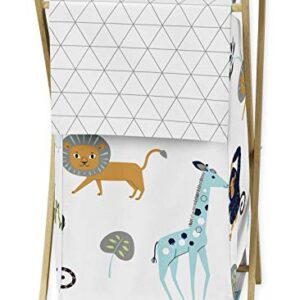 Turquoise and Navy Blue Safari Animal Baby Kid Clothes Laundry Hamper for Mod Jungle Collection by Sweet Jojo Designs