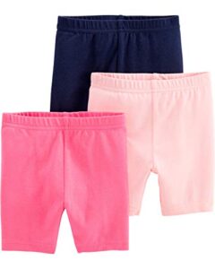 simple joys by carter's toddler girls' bike shorts, pack of 3, pink/navy, 3t