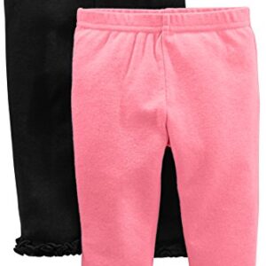 Simple Joys by Carter's Baby Girls' Pant, Pack of 4, Black/Grey Hearts/Pink/White Floral, 18 Months