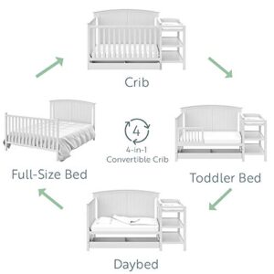 Storkcraft Steveston 5-in-1 Convertible Crib and Changer with Drawer (White) – GREENGUARD Gold Certified, Crib and Changing Table Combo with Drawer, Converts to Toddler Bed, Daybed and Full-Size Bed