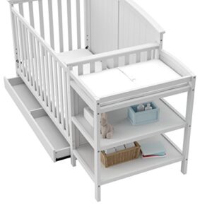 Storkcraft Steveston 5-in-1 Convertible Crib and Changer with Drawer (White) – GREENGUARD Gold Certified, Crib and Changing Table Combo with Drawer, Converts to Toddler Bed, Daybed and Full-Size Bed