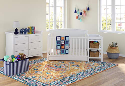 Storkcraft Steveston 5-in-1 Convertible Crib and Changer with Drawer (White) – GREENGUARD Gold Certified, Crib and Changing Table Combo with Drawer, Converts to Toddler Bed, Daybed and Full-Size Bed