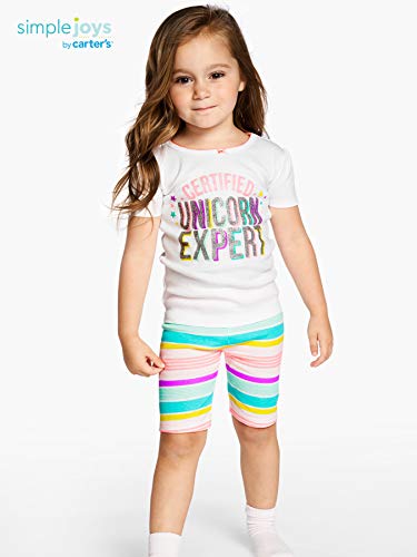 Simple Joys by Carter's Baby, Toddler and Girls' 6-piece Snug Fit Cotton Pajama Set, Dinosaur/Rainbow/Unicorn, 5T