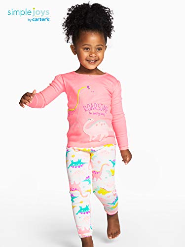 Simple Joys by Carter's Baby, Toddler and Girls' 6-piece Snug Fit Cotton Pajama Set, Dinosaur/Rainbow/Unicorn, 5T