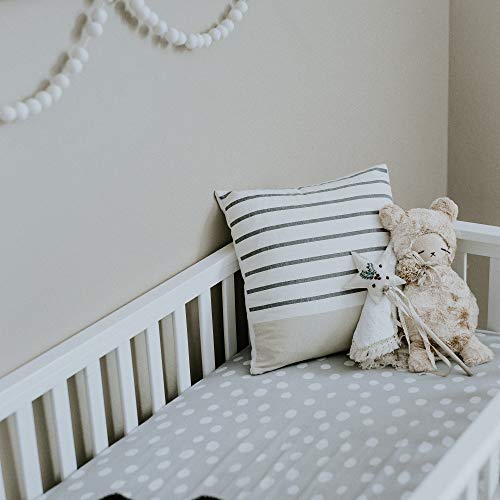 Crib Sheet Set | Toddler Sheet Set 2 Pack 100% Jersey Cotton Grey and White Abstract Stripes and Dots by Ely's & Co