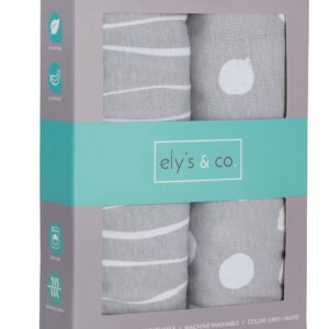 Pack n Play Sheet | Mini Crib Sheet Set 2 Pack Grey and White Abstract Stripes and Dots by Ely's & Co