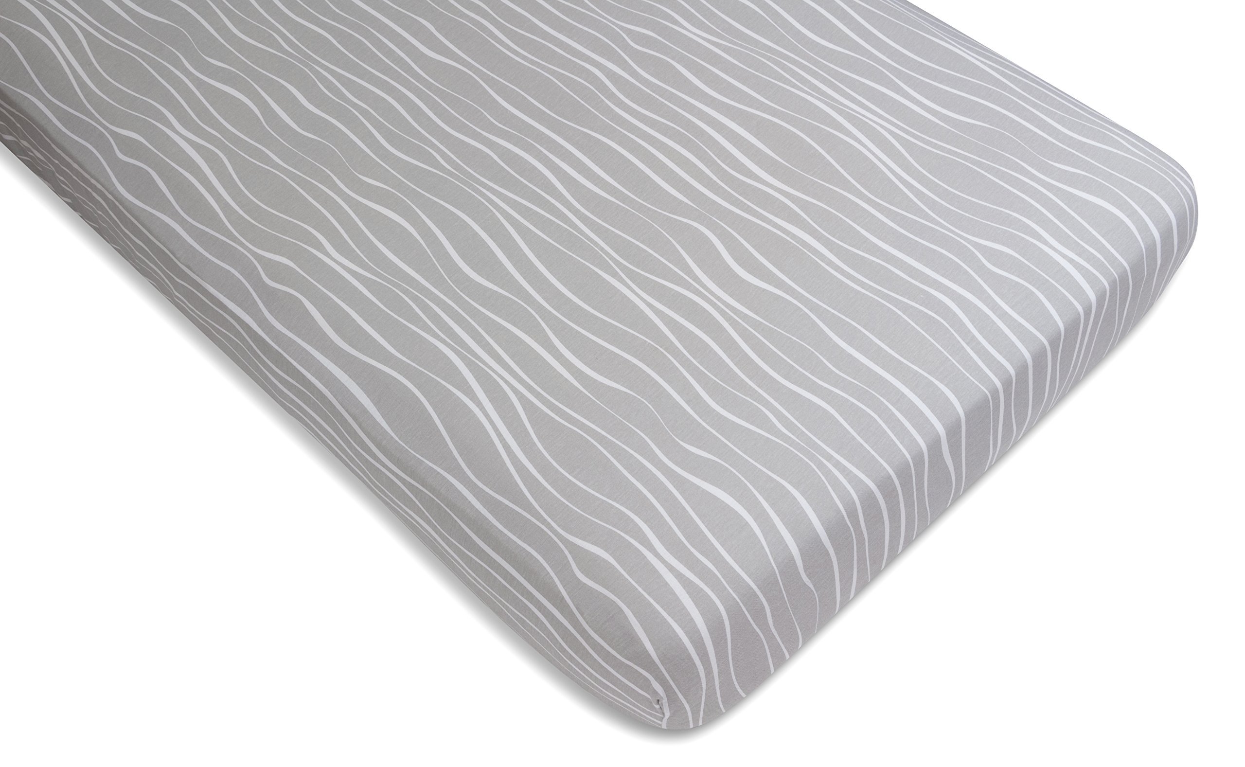 Pack n Play Sheet | Mini Crib Sheet Set 2 Pack Grey and White Abstract Stripes and Dots by Ely's & Co