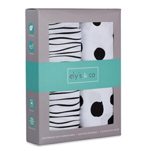 changing pad cover set | cradle sheet 2 pack 100% jersey cotton black and white abstract stripes and dots by ely's & co