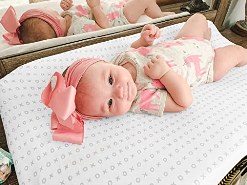 Bassinet Bed Sheets – Premium Bassinet Fitted Sheets 4 Pack – 100% Jersey Knit Cotton Cradle Sheets – Bassinet Bedding for Standard Size Oval or Halo Bassinet Pads – Bassinet Sheet for Boy & Girl