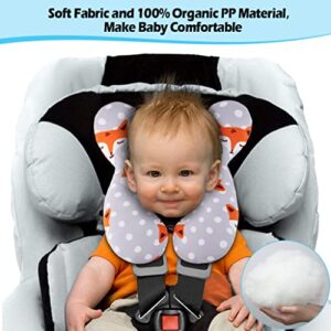 KAKIBLIN Baby Travel Pillow, Upgraded Baby Neck Pillows for Car Seat Toddler Head and Neck Support Pillow for Car Seat, Pushchair (Gray Fox)