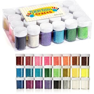 24 Pack Glitter Powder - Brightly Colored Loose Dust - Kids Fine Glitter Pack Shake Jars - Perfect for Holiday Crafting