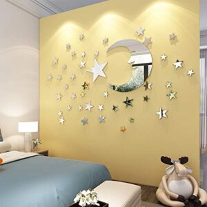 moon and stars wall stickers - 30cm largest moon with 66 pieces different size stars - for baby kid room decoration - fairy atmosphere creation perfect birthday holiday christmas gift