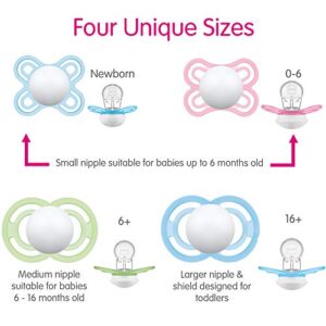 MAM Perfect Night Baby Pacifier, Patented Nipple, Glows in the Dark, 2 Pack, 6-16 Months, Boy (Design May Vary)