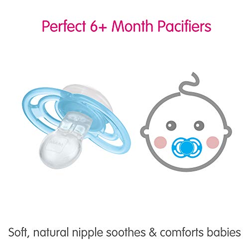 MAM Perfect Night Baby Pacifier, Patented Nipple, Glows in the Dark, 2 Pack, 6-16 Months, Boy (Design May Vary)