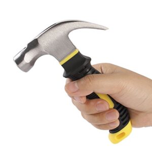 EFFICERE 8-oz. All-Purpose Stubby Hammer with Magnetic Nail Starter, Durable Alloy Steel Head and Fiberglass Handle | Perfect for General Household Projects, Garage, College Dormitory, Office and Shop