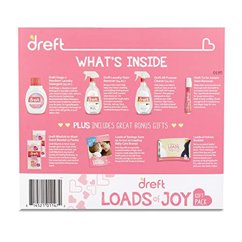 Baby Gifts Set by Dreft, Baby and Mom Gift Set with Liquid Laundry Detergent, Laundry Stain Remover, Stain Remover Pen & All Purpose Cleaner Spray, Great for Baby Showers