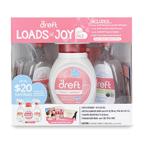 Baby Gifts Set by Dreft, Baby and Mom Gift Set with Liquid Laundry Detergent, Laundry Stain Remover, Stain Remover Pen & All Purpose Cleaner Spray, Great for Baby Showers