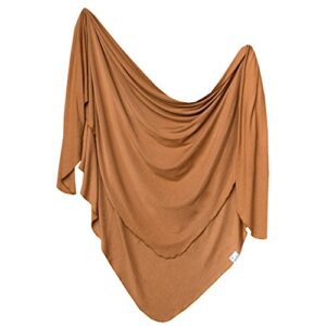 copper pearl large premium knit baby swaddle receiving blanket camel