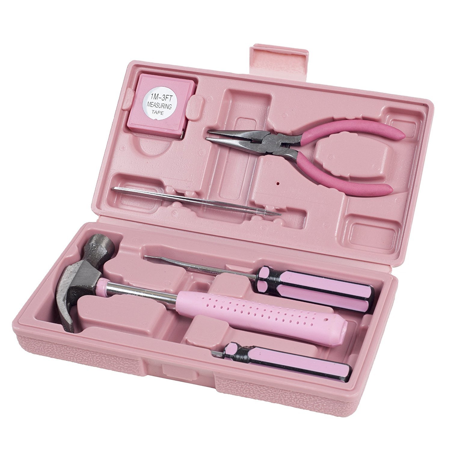 Trimate,PinkTool Set,Includes – Hammer, Screwdriver Set, Pliers (Tool Kit for The Home, Office, or Car)