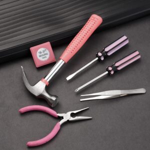 Trimate,PinkTool Set,Includes – Hammer, Screwdriver Set, Pliers (Tool Kit for The Home, Office, or Car)