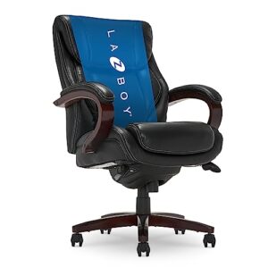 la-z-boy bellamy executive office chair with memory foam cushions, solid wood arms and base, waterfall seat edge, bon, black