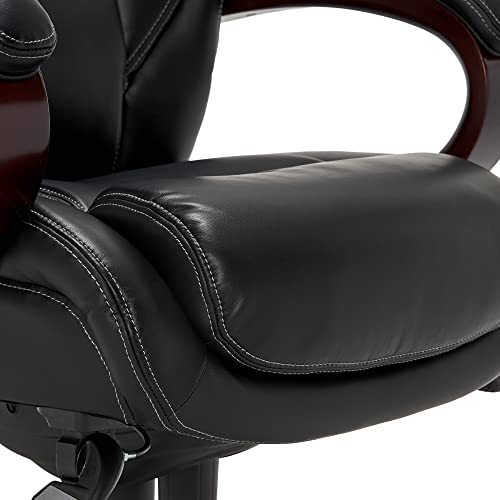 La-Z-Boy Bellamy Executive Office Chair with Memory Foam Cushions, Solid Wood Arms and Base, Waterfall Seat Edge, Bon, Black