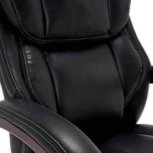 La-Z-Boy Bellamy Executive Office Chair with Memory Foam Cushions, Solid Wood Arms and Base, Waterfall Seat Edge, Bon, Black