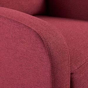 GDFStudio Christopher Knight Home Nievis Tufted Fabric Recliner, Deep Red / Dark Brown
