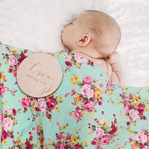 DRESHOW BQUBO Newborn Floral Receiving Blankets Newborn Baby Swaddling Hats Sleepsack Toddler Warm 3 Pack