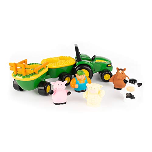 John Deere Animal Sounds Hayride Musical Tractor, Toddler Toys— Includes Farmer Figure, Tractor, and 4 Farm Animals-Girls and Boys Ages 12 Months and Up