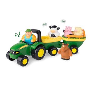 John Deere Animal Sounds Hayride Musical Tractor, Toddler Toys— Includes Farmer Figure, Tractor, and 4 Farm Animals-Girls and Boys Ages 12 Months and Up