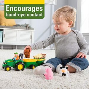 John Deere Animal Sounds Hayride Musical Tractor, Toddler Toys— Includes Farmer Figure, Tractor, and 4 Farm Animals-Girls and Boys Ages 12 Months and Up