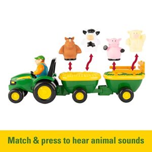 John Deere Animal Sounds Hayride Musical Tractor, Toddler Toys— Includes Farmer Figure, Tractor, and 4 Farm Animals-Girls and Boys Ages 12 Months and Up