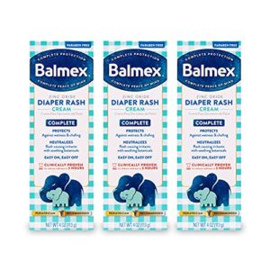 balmex complete protection daily baby diaper rash cream, clinically proven to reduce redness in just one use*, with zinc oxide + botanicals, pediatrician-recommended, 4oz, 3 pack