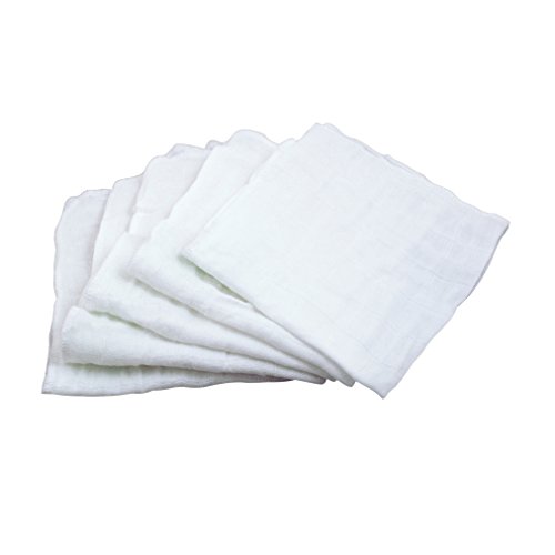 green sprouts Muslin Face Cloths Made from Organic Cotton (5-Pack), White Set