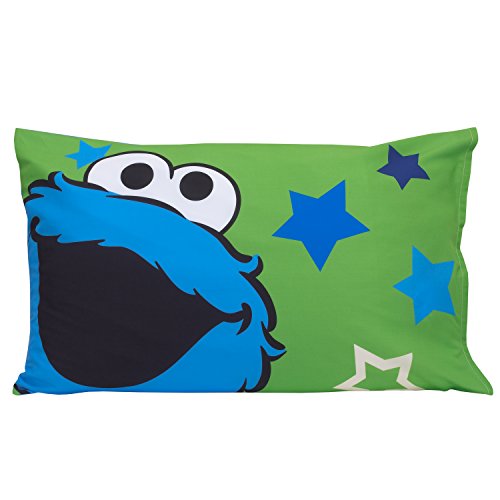 Sesame Street Awesome Buds Elmo/Cookie Monster 4 Piece Toddler Bed Set, Blue/Red/Green, 4 Piece Set