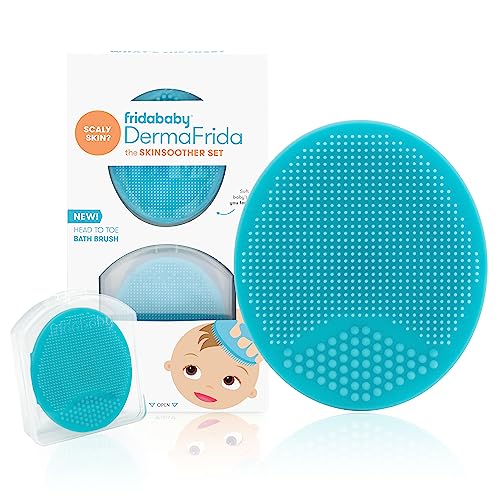 Frida Baby DermaFrida The SkinSoother Baby Bath Silicone Brush| Baby Essential for Dry Skin, Cradle Cap and Eczema (2 Pack)