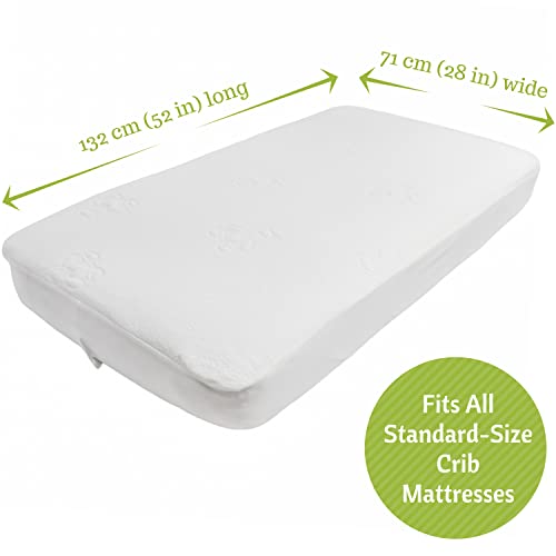 Vesta Baby Crib Mattress Protector Noiseless Waterproof Pad Cover Soft Jacquard Fitted Sheet Natural Bamboo for Infant and Toddler Standard Size Cribs