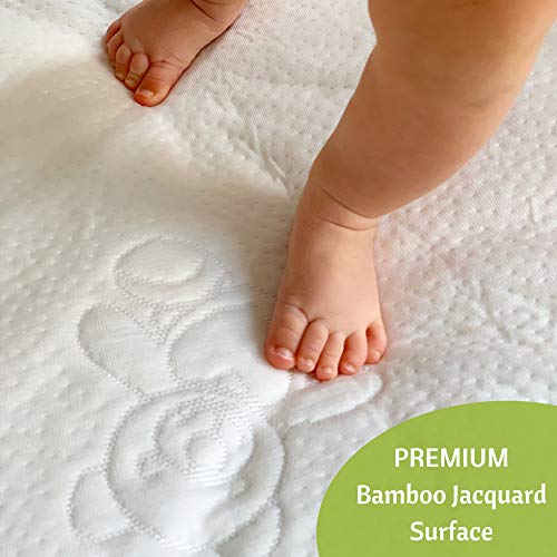 Vesta Baby Crib Mattress Protector Noiseless Waterproof Pad Cover Soft Jacquard Fitted Sheet Natural Bamboo for Infant and Toddler Standard Size Cribs